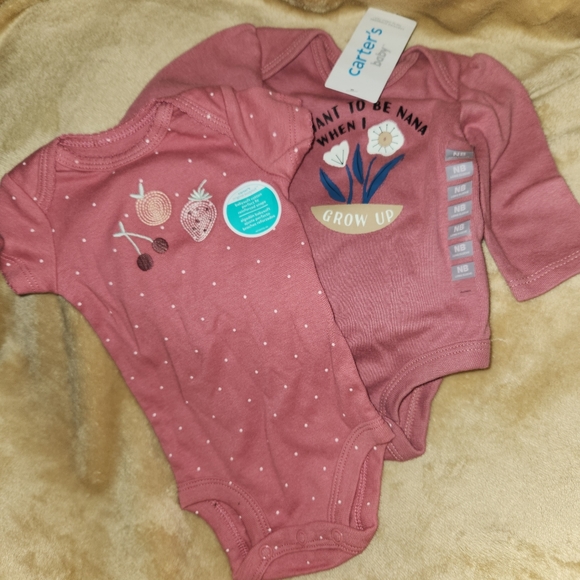 Newborn girls Carter's two-piece onesie set. New with tags! Adorable! Nana! - Picture 1 of 7